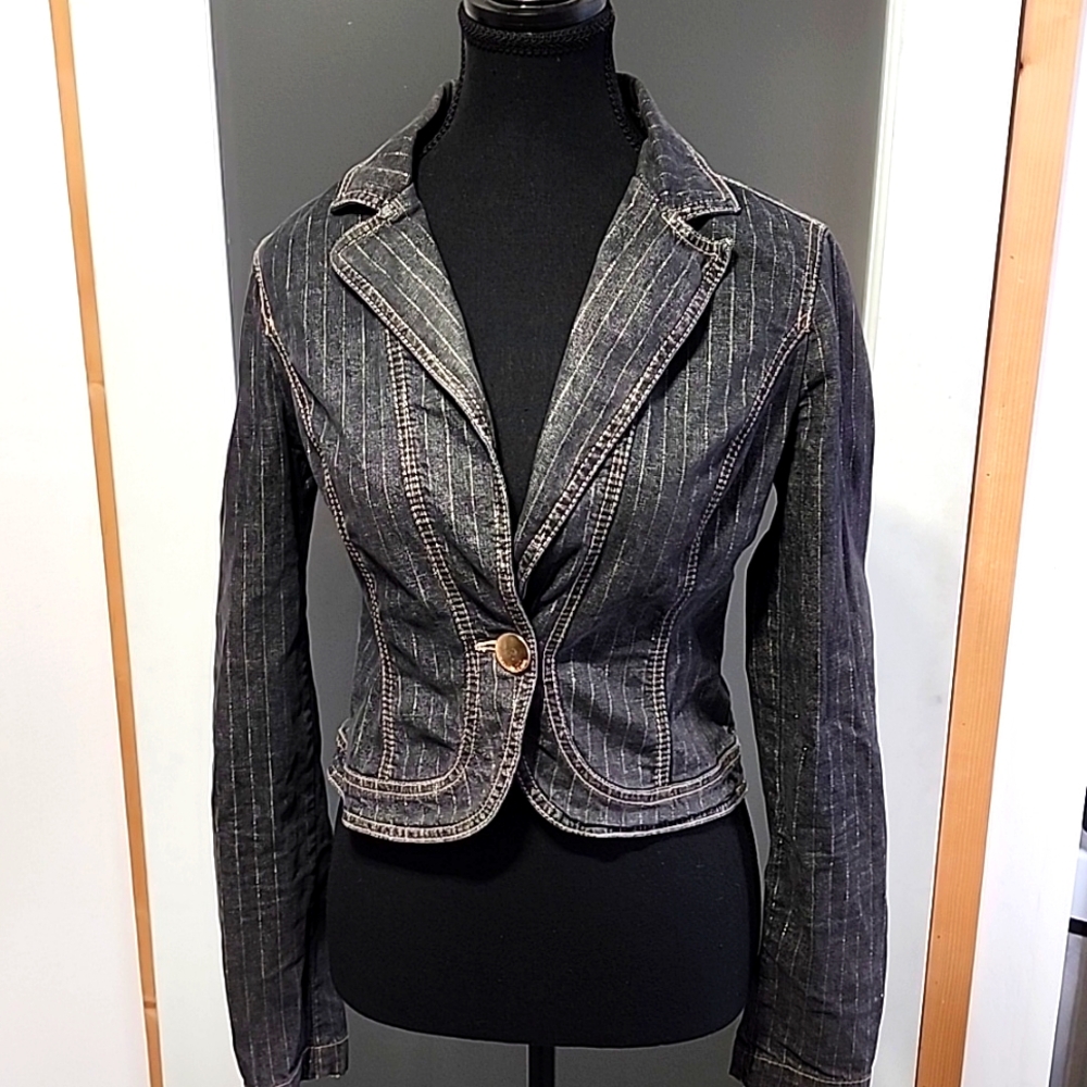 DKNY Jean's gold striped jeans jacket size S